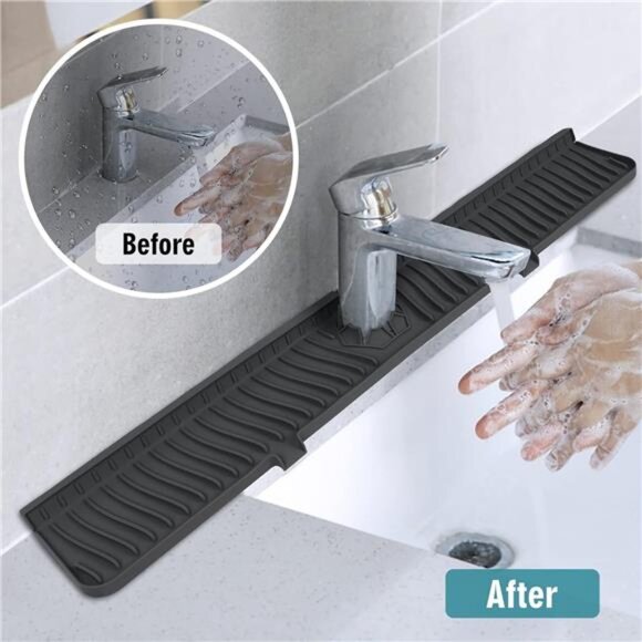 Kitchen Sink Splash Guard, 30" Sink Splash Guard, Faucet Mat, Longer Silicone - Picture 13 of 16